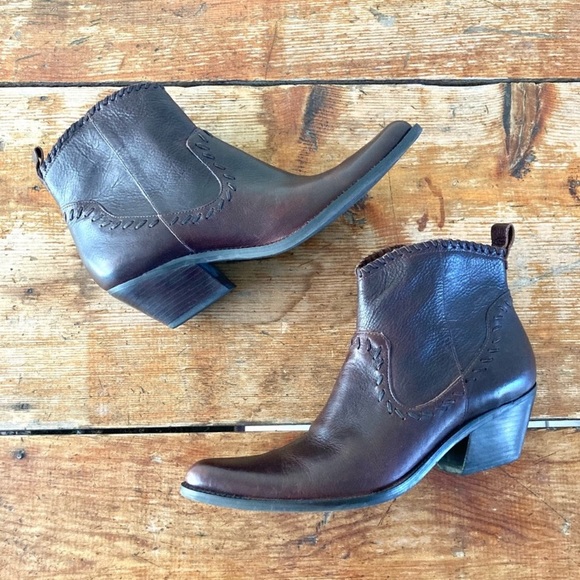 Gianni Bini Leather Western Ankle Boots 